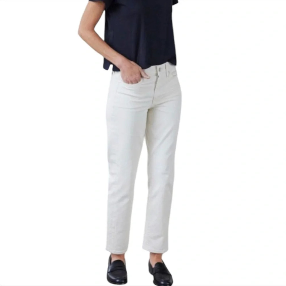 AYR The Frenchie Tahitian Vanilla Ivory Denim Straight Leg Relaxed Jean 25